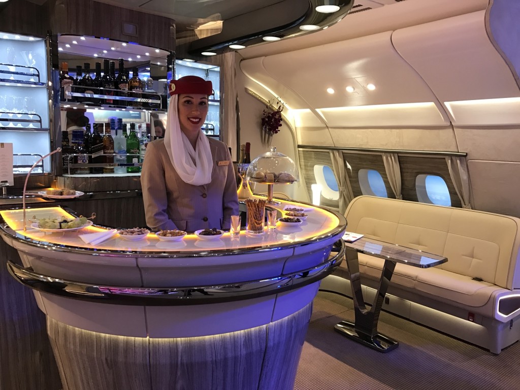 the Emirates A380 Onboard Bar