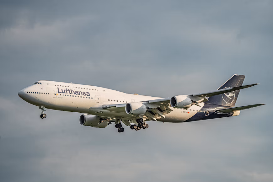  A Lufthansa airplane on the tarmac.